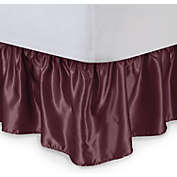 SHOPBEDDING Satin Ruffled Bed Skirt with Platform, King, Burgundy, 18" Drop Bedskirt - Wrinkle Free and Fade Resistant