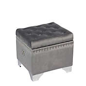 Jessar - Ottoman / Storage Footstool on Legs, Cubic, From the Codi Collection, Grey Velvet