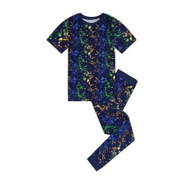 Sleep On It Boys Neon Splatter Super Soft Snug Fit 2-Piece Pajama Sleep Set. View a larger version of this product image.