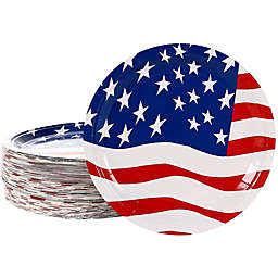 Blue Panda American Flag Paper Plates, Patriotic Party Supplies (9 In, 80 Pack)