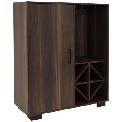 Sunnydaze Indoor Lavina Wine Cabinet with Glass and Bottle Storage Shelves - Coffee Brown