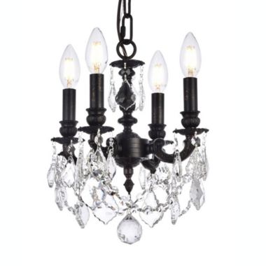 Elegant Lighting Lillie 4 light Dark Bronze Pendant Clear Royal Cut Crystal. View a larger version of this product image.