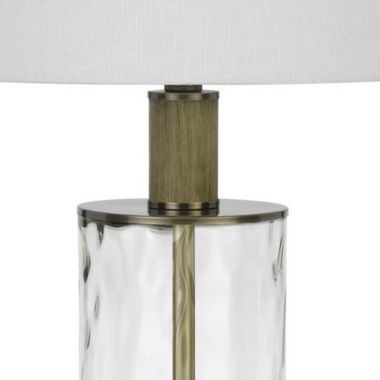 Saltaro Sherpi 42 Inch Clear Glass Table Lamp with Dimmer and Oak Wood Accent- Saltoro Sherpi. View a larger version of this product image.