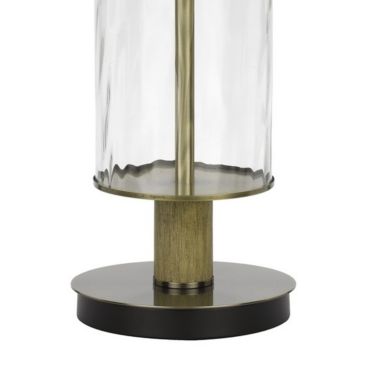 Saltaro Sherpi 42 Inch Clear Glass Table Lamp with Dimmer and Oak Wood Accent- Saltoro Sherpi. View a larger version of this product image.