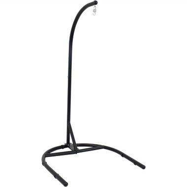 Sunnydaze Indoor/Outdoor Durable Powder-Coated Steel U-Shaped Hanging Egg Chair Swing Stand - 76" - Black. View a larger version of this product image.
