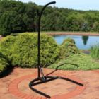 Alternate image 1 for Sunnydaze Indoor/Outdoor Durable Powder-Coated Steel U-Shaped Hanging Egg Chair Swing Stand - 76" - Black