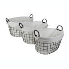 Alternate image 1 for Cheungs Set of 3 Lined Metal Wire Oval Basket with Handle