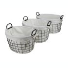 Alternate image 2 for Cheungs Set of 3 Lined Metal Wire Oval Basket with Handle