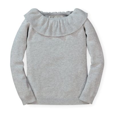 Hope & Henry Girls&#39; Long Sleeve Ruffle Collar Sweater - Heather Gray, Size  6-12 Months