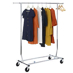 Stock Preferred Rack Rolling Clothes Organizer with Wheel in Silver