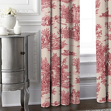 6ix Tailors Fine Linens Homespun Toile Red Pole Top Drapery Panel Pair. View a larger version of this product image.