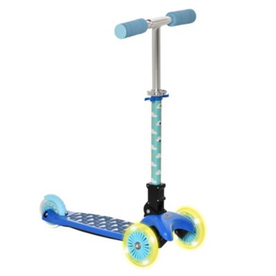Aosom Kick Scooter for Kids, Foldable Children&#39;s Scooter with 3 Wheels, Adjustable Height, and Flashing LED for Boys and Girls, Blue