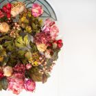 Alternate image 2 for Nearly Natural Peony Hydrangea Artificial Spring Floral Wreath, Pink and Red - 24-Inch