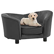 Home Life Boutique Dog Sofa Dark Gray 27.2"x19.3"x15.7" Plush and Faux Leather