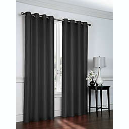 GoodGram Artisan Faux Silk Grommet Curtain Panel - 52 in. W x 95 in. L, Black