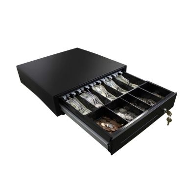 Adesso - Cash Drawer with Insert Tray POS 16in 3 Point Locking Latch Bills & Coin Trays - Black. View a larger version of this product image.