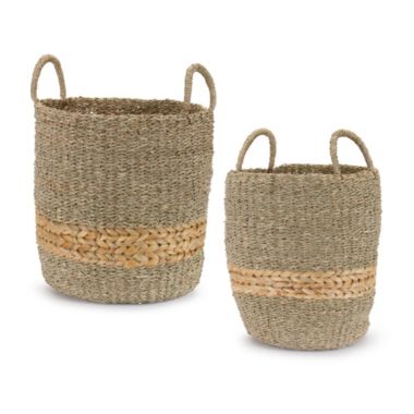 Melrose Home Decorative Basket (Set of 2) 12"D x 13"H, 14.5"D x 14.75"H Seagrass. View a larger version of this product image.