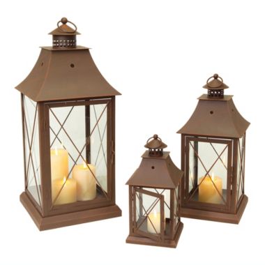 Melrose Decorative Lantern (Set Of 3) 11.5", 17", 24"H Metal/Glass. View a larger version of this product image.