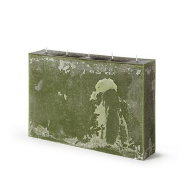 BIDK Home 15.75" Dark Green Rectangular 5- Wick Pillar Wax Candle. View a larger version of this product image.