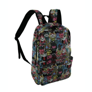 Comeco Colorful Cartoon Monster Mass Canvas Backpack. View a larger version of this product image.