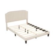 Slickblue Heavy Duty Upholstered Bed Frame with Rivet Headboard-Queen Size