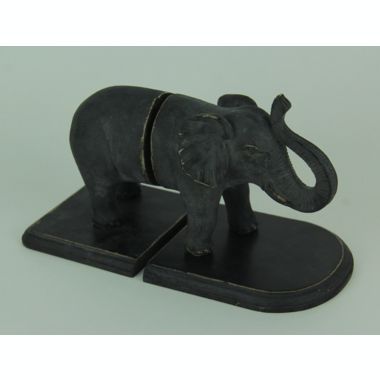 VIP Home and Garden Distressed Black Standing Elephant Top and Tail Bookend Set. View a larger version of this product image.