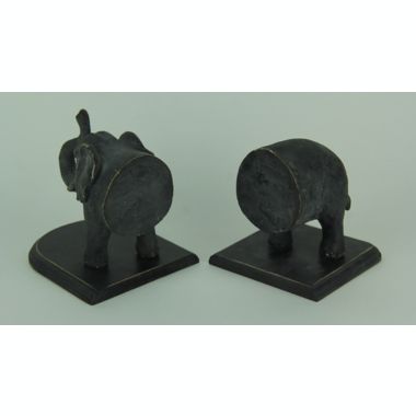 VIP Home and Garden Distressed Black Standing Elephant Top and Tail Bookend Set. View a larger version of this product image.