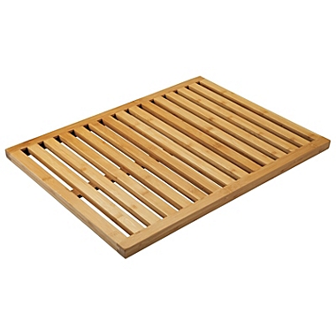 mDesign Large Bamboo Non-Slip Indoor/Outdoor Spa Bath Mat - Natural Light Wood. View a larger version of this product image.