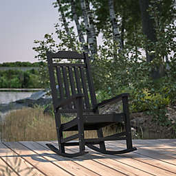 Merrick Lane Hillford Black Poly Resin Indoor/Outdoor Rocking Chair