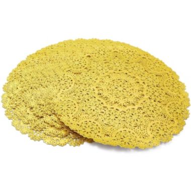 Juvale Gold Round Medallion Paper Lace Doilies (12 in, 60 Pack). View a larger version of this product image.
