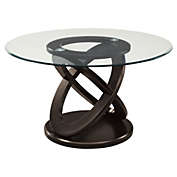 Contemporary Home Living 48" Brown and Clear Contemporary Round Dining Table