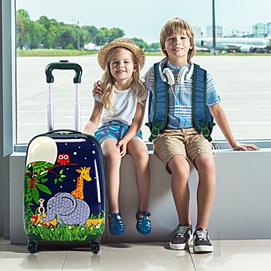 Costway 2 Pieces 12 Inch and 16 Inch Kids Carry on Suitcase Rolling Backpack School Luggage Set. View a larger version of this product image.