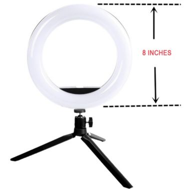 Vivitar 8 Inch LED VIV-RL8KIT Ring Light Dimmable Lamp for Smartphone with Tripod Mount Stand. View a larger version of this product image.