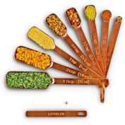 2lbDepot Black Measuring Spoons Set of 7 Includes Bonus Leveler, Premium, Rust Proof
