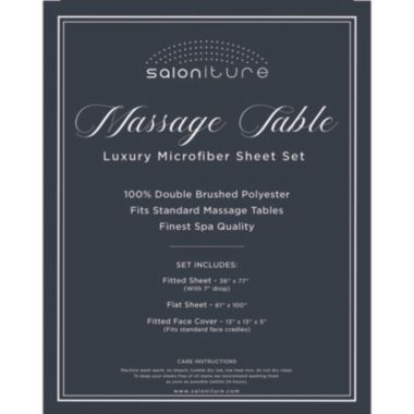 Saloniture 3-Piece Microfiber Massage Table Sheet Set - Premium Facial Bed Cover - Includes Flat and Fitted Sheets with Face Cradle Cover. View a larger version of this product image.