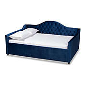 Baxton Studio Baxton Studio Perry Modern And Contemporary Royal Blue Velvet Fabric Upholstered And Button Tufted Full Size Daybed - Royal Blue