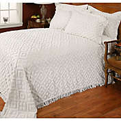 Slickblue Full size Beige Chenille Cotton Bedspread with Fringe Edges