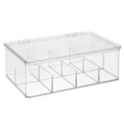 mDesign Plastic Divided First Aid Storage Box Kit, Hinge Lid for Bathroom, Clear