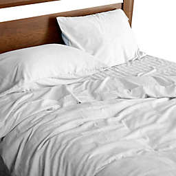 BedVoyage Melange viscose from Bamboo Cotton Duvet Bed Set, Queen - Snow (1 fitted, 1 duvet cover, 2 pc)