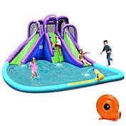 Gymax Inflatable Water Park Octopus Bounce House Dual Slide Climbing Wall W/ Blower