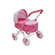 Silver Frame Precious Toys Pink Pink Handles White Polka Dots Doll Stroller 