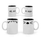 Alternate image 0 for Friends TV Show Mr. Rachel Cat Whiskers and Mrs. Ross Moustache Double-Sided Ceramic Mugs   Set of 2   Funny Couples Gift Set   Each Mug Holds 15 Ounces