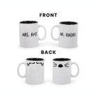 Alternate image 1 for Friends TV Show Mr. Rachel Cat Whiskers and Mrs. Ross Moustache Double-Sided Ceramic Mugs   Set of 2   Funny Couples Gift Set   Each Mug Holds 15 Ounces