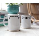 Alternate image 3 for Friends TV Show Mr. Rachel Cat Whiskers and Mrs. Ross Moustache Double-Sided Ceramic Mugs   Set of 2   Funny Couples Gift Set   Each Mug Holds 15 Ounces
