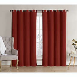 GoodGram 2 Pack  Hotel Thermal Grommet 100% Blackout Curtains - 52 in. W x 90 in. L, Red