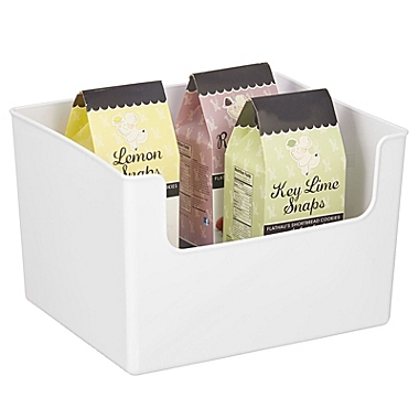mDesign Plastic Kitchen Storage Organizer Bin with Open Front - 4 Pack - White. View a larger version of this product image.