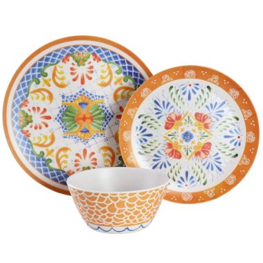 Laurie Gates California Designs Tierra 12 Piece Bamboo Fiber Dinnerware Set in Multi-Color. View a larger version of this product image.