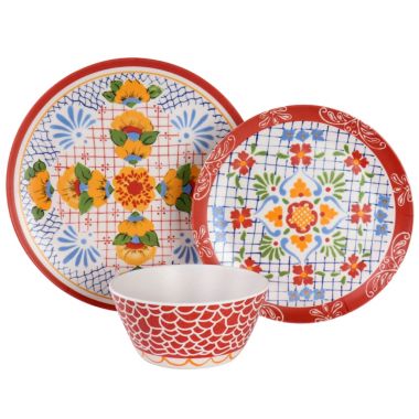 Laurie Gates California Designs Tierra 12 Piece Bamboo Fiber Dinnerware Set in Multi-Color. View a larger version of this product image.
