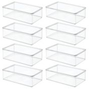 mDesign Plastic Stackable Home, Office Supplies Storage Box, 8 Pack - Clear