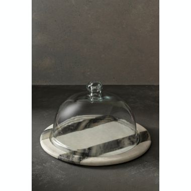 GAURI KOHLI Somerset Marble Cheese Plate with Glass Cloche. View a larger version of this product image.